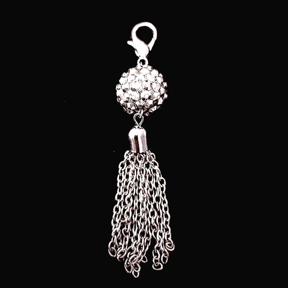 💞💗 Vintage Silver Plated Chain Tassel Clip On Charm 3" - Picture 2 of 6